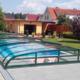 Poolüberdachung mit Verbindung zwischen Pool, Terrasse und Haus, Modell Domizil
