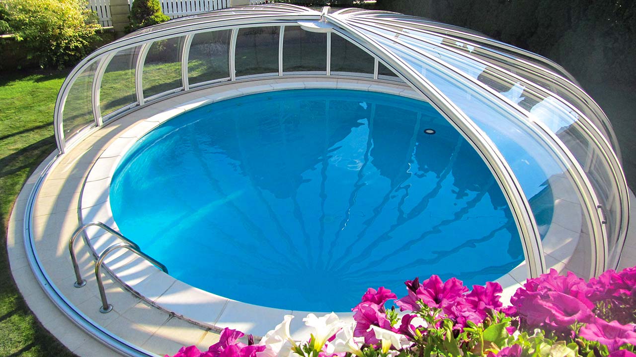 Halbhohe Poolüberdachung für Rundpools, Modell Rund